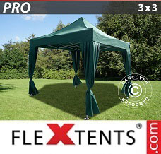 Namiot ekspresowy 3x3m Zielony, zawierający 4 ozdobnymi 