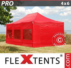 Namiot ekspresowy 4x6m Czerwony, mq 8 ściany boczne